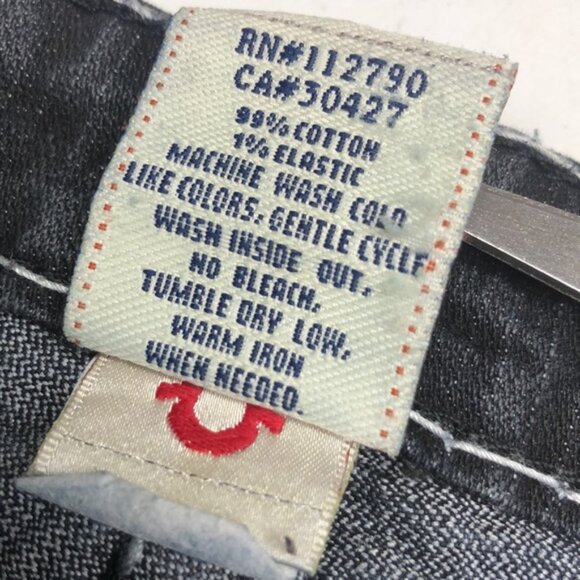 True Religion Black Straight Leg Jeans with Signature Stitching - Picture 8 of 12